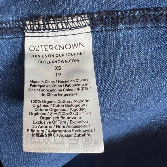 Outerknown Bee Denim Shirt Dress Sz. XS Blue Organic Cotton Button Front Relaxed - Picture 8 of 12